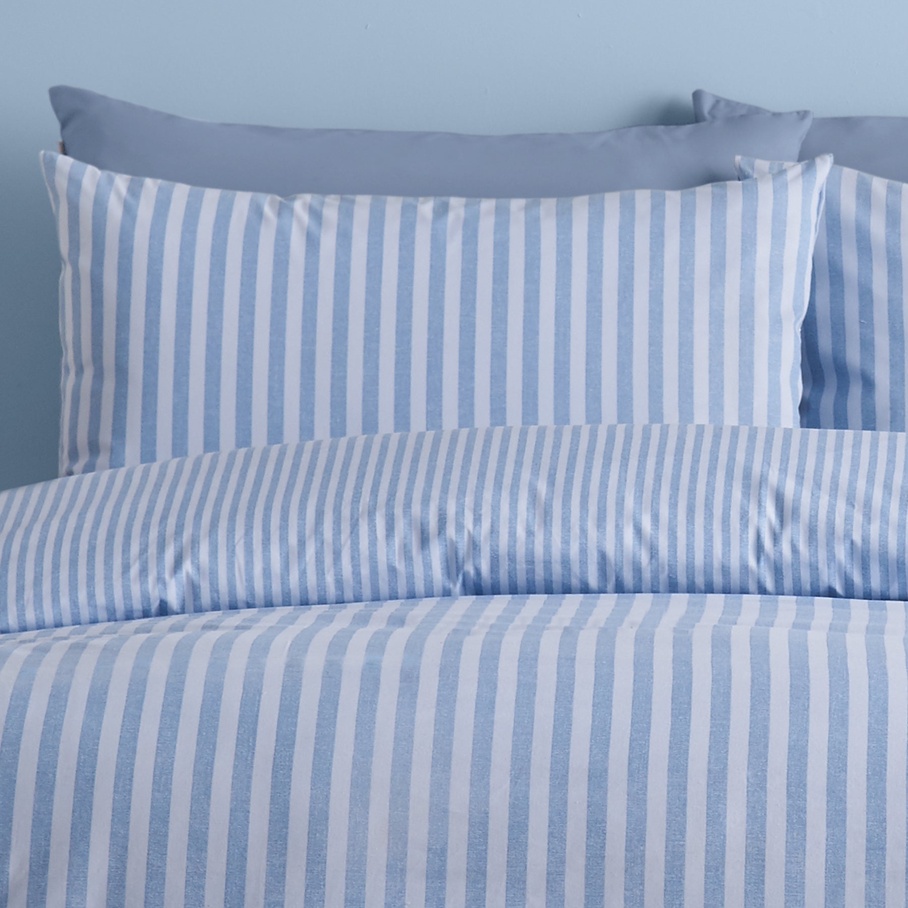 Catherine Lansfield Epping Textured Stripe Duvet Cover Bedding Set Blue