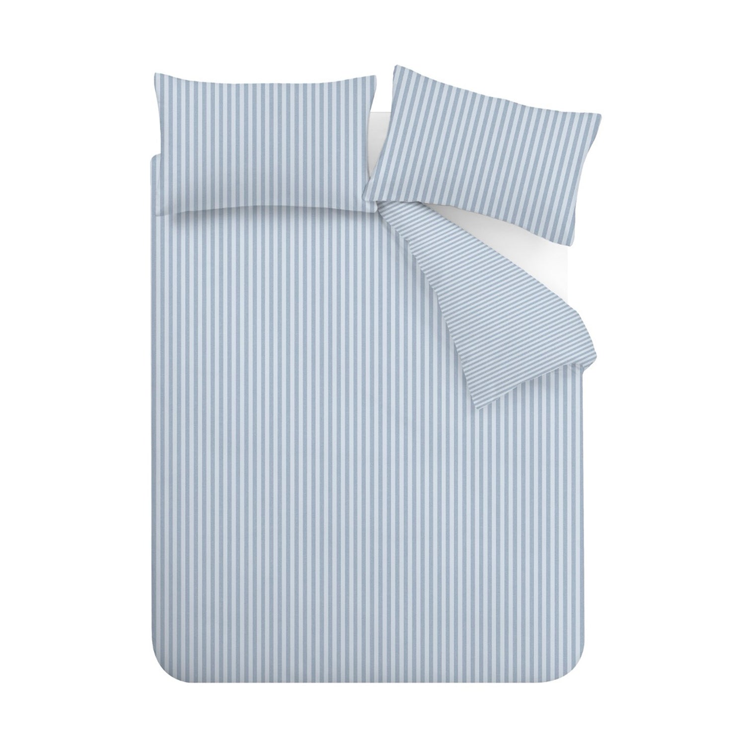Catherine Lansfield Epping Textured Stripe Duvet Cover Bedding Set Blue