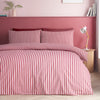 Catherine Lansfield Epping Textured Stripe Duvet Cover Bedding Set Burgundy