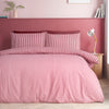 Catherine Lansfield Epping Textured Stripe Duvet Cover Bedding Set Burgundy