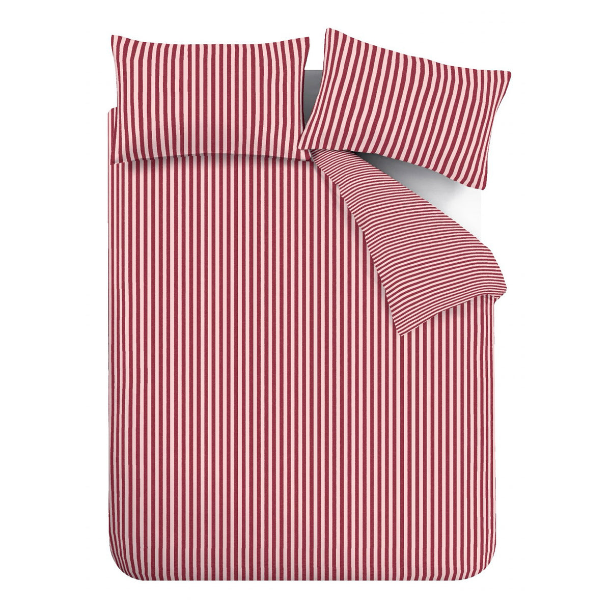 Catherine Lansfield Epping Textured Stripe Duvet Cover Bedding Set Burgundy