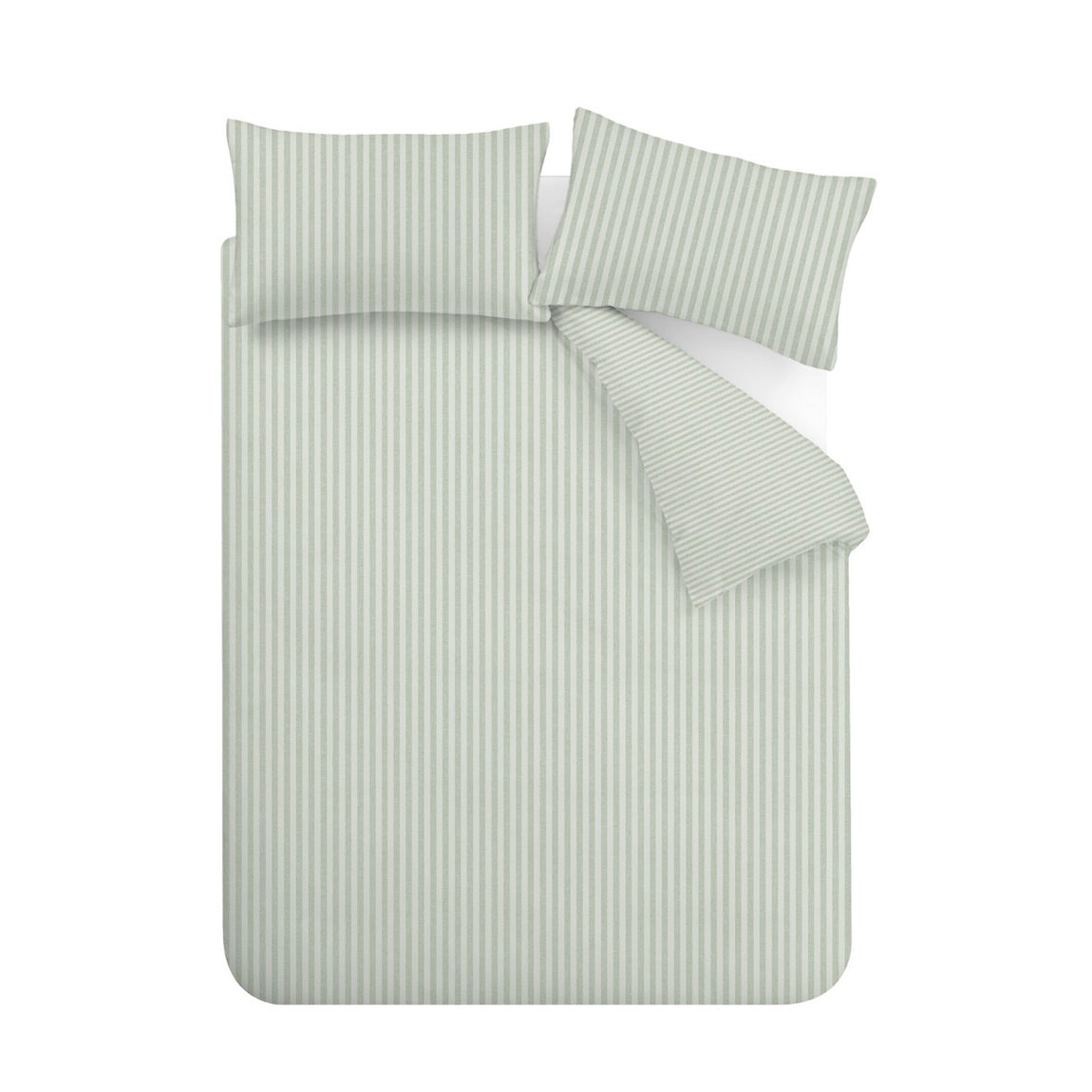 Catherine Lansfield Epping Textured Stripe Duvet Cover Bedding Set Green