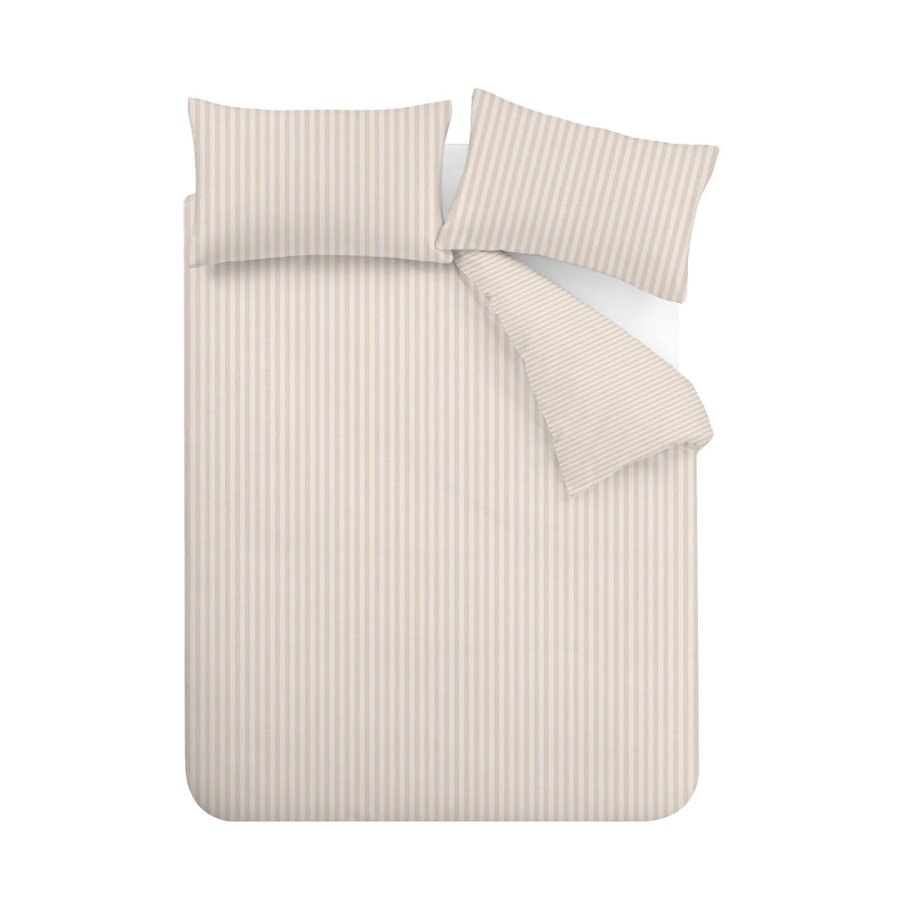 Catherine Lansfield Epping Textured Stripe Duvet Cover Bedding Set Natural