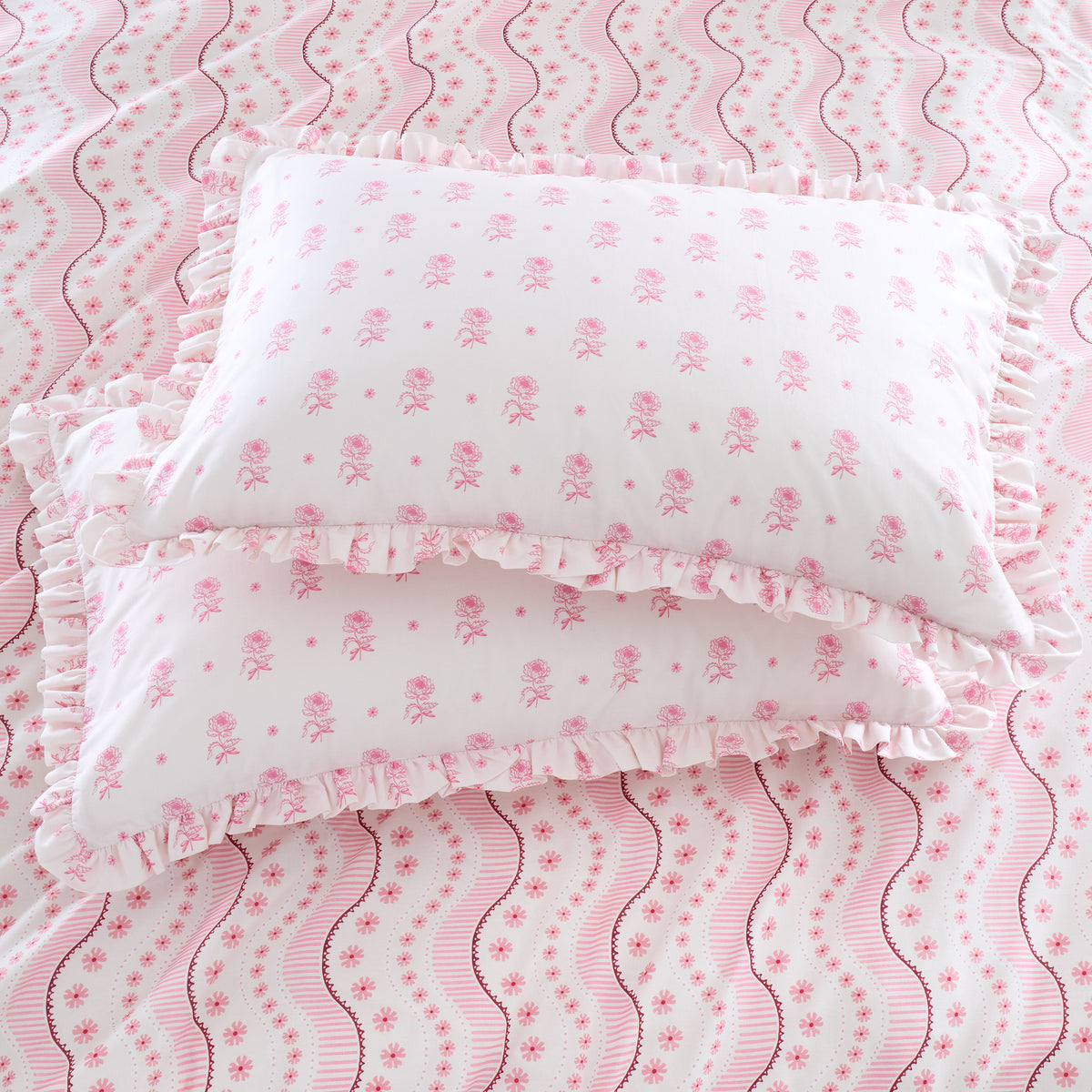 Cath Kidston Canopy Stripe Pair of Houswife Pillowcases Pink