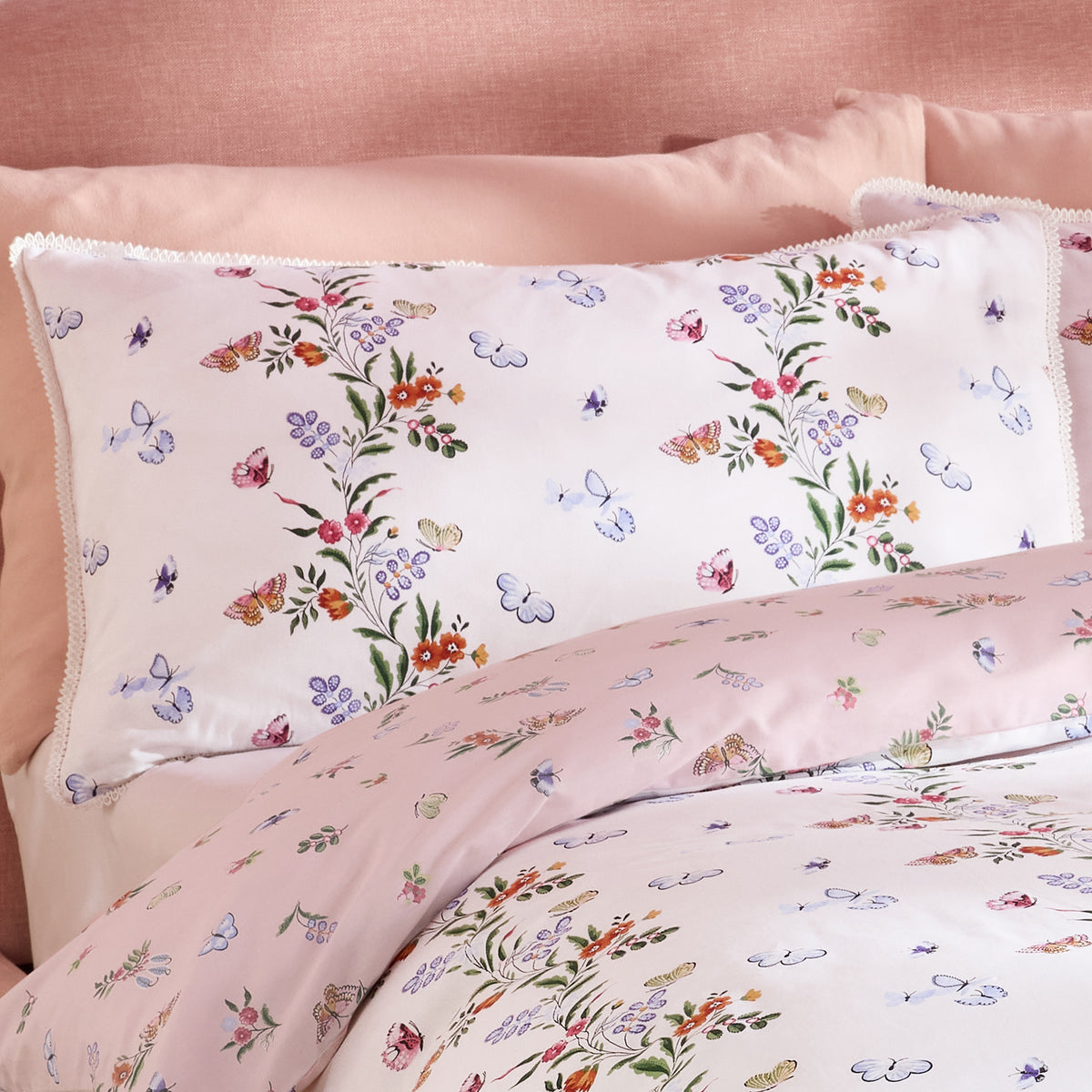 Cath Kidston Flutter Floral Duvet Cover Bedding Set Pink