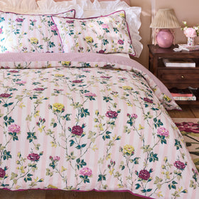 Cath Kidston Climbing Rose Stripe Duvet Cover Bedding Set Pink