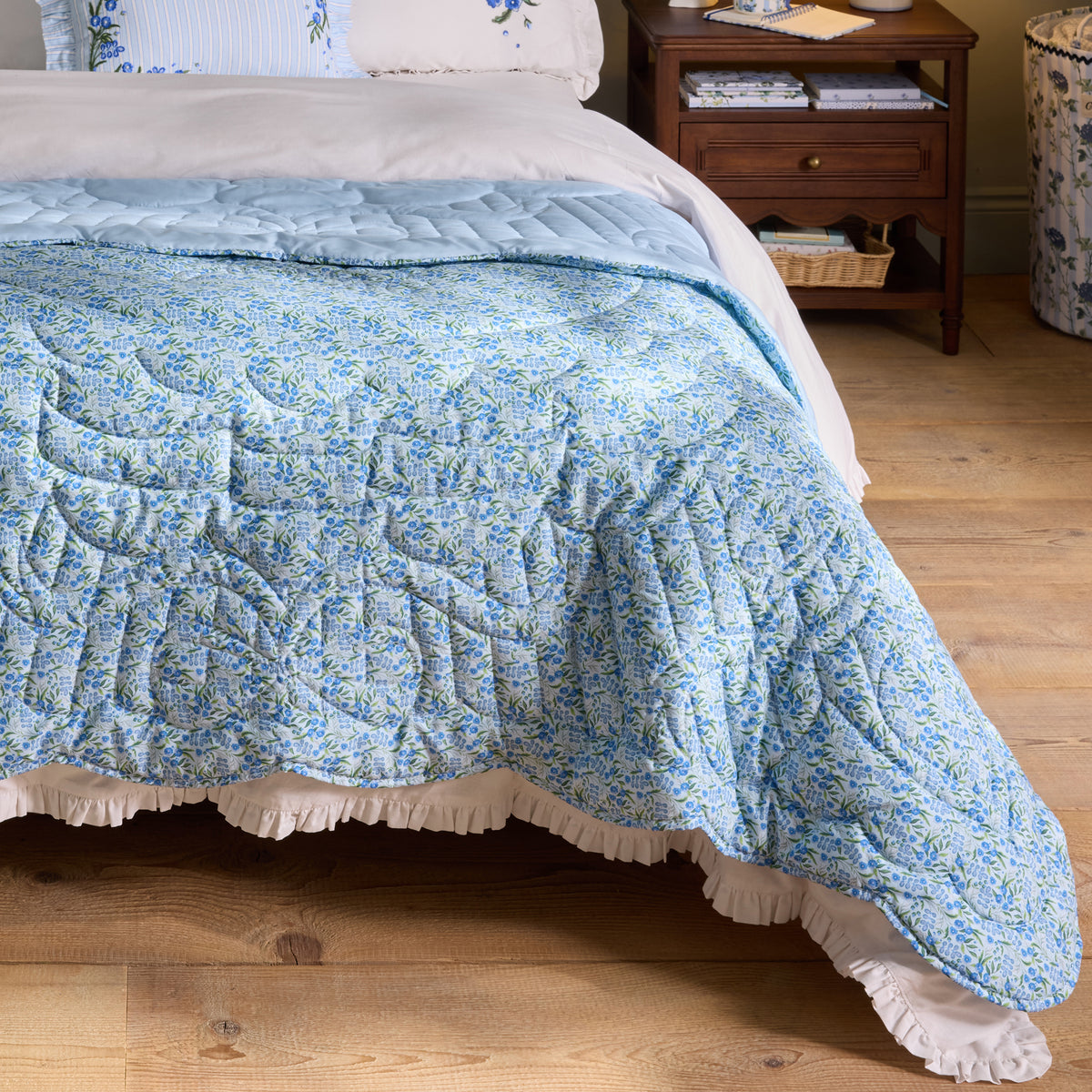 Cath Kidston Ditsy Floral 150cm x 200cm Bedspread Blue