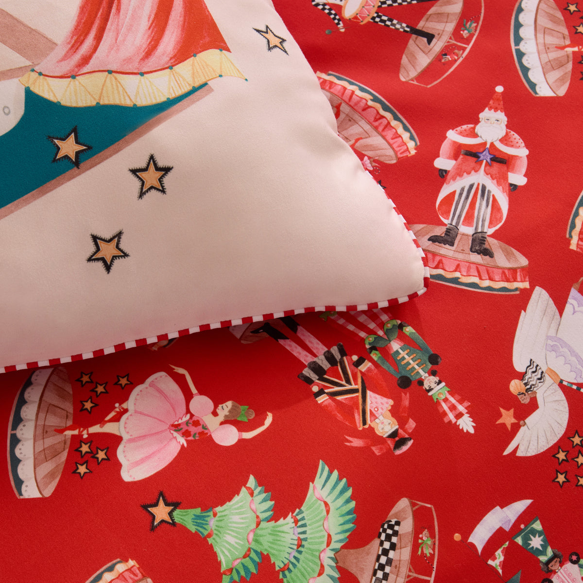 Cath Kidston Christmas Nutcracker Scene Duvet Cover Bedding Set Red Natural