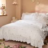 Cath Kidston Tiny Floral Embroidered Frill Duvet Cover Bedding Set White