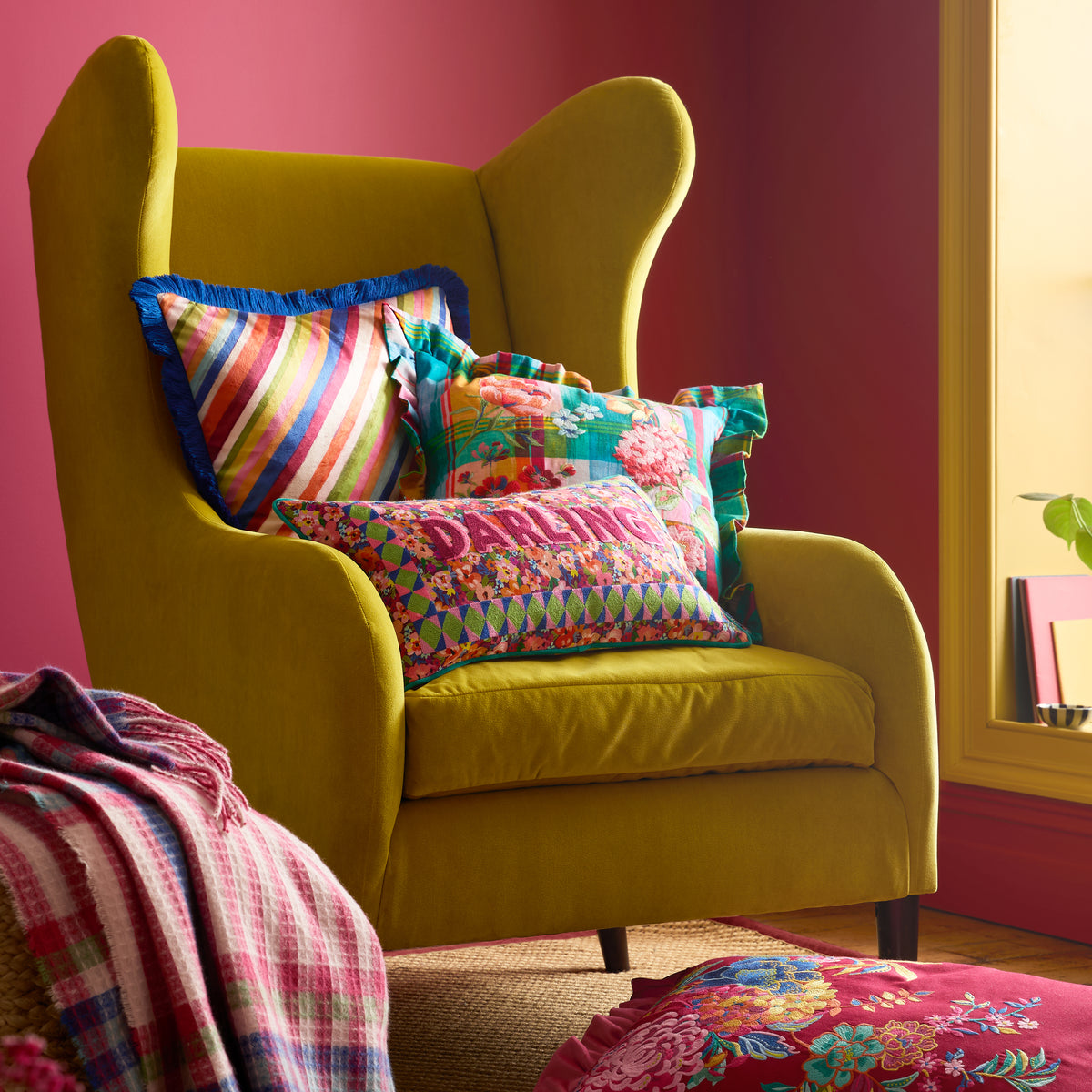 Sophie Robinson Darling Diagonal Stripe 50cm x 50cm Filled Cushion Bright