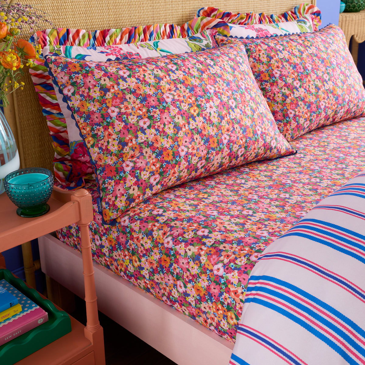 Sophie Robinson Darling Ditsy Pair of Housewife Pillowcases Bright