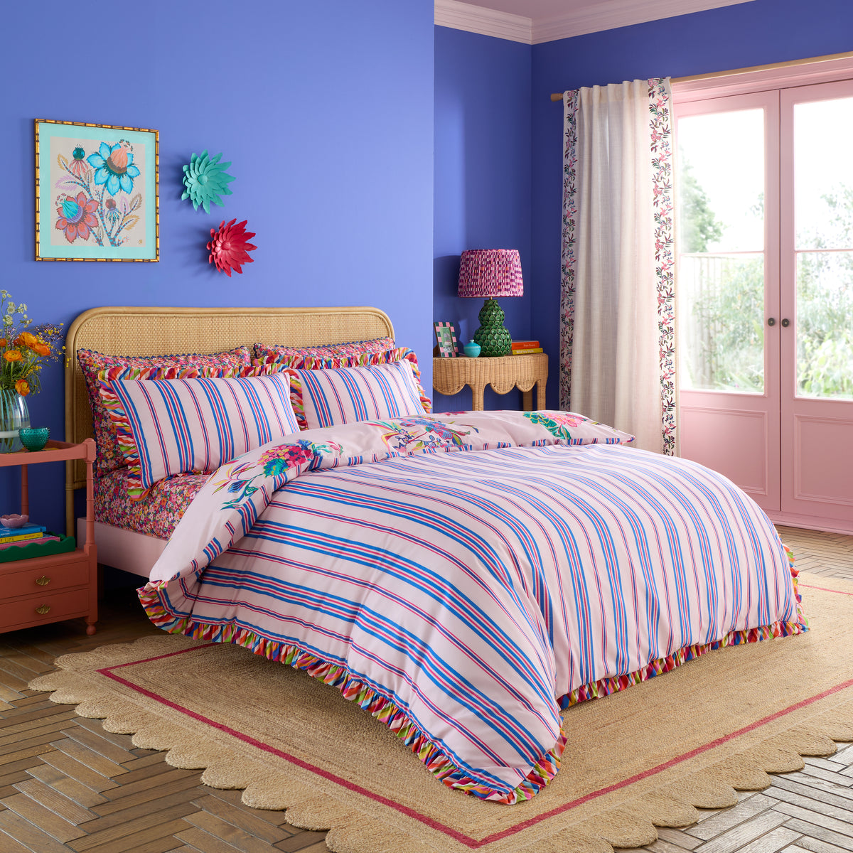 Sophie Robinson Flourish Floral Duvet Cover Bedding Set Bright