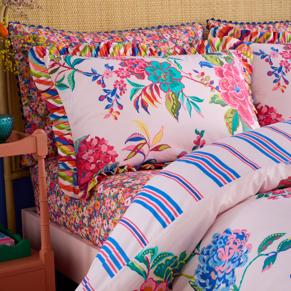 Sophie Robinson Flourish Floral Duvet Cover Bedding Set Bright
