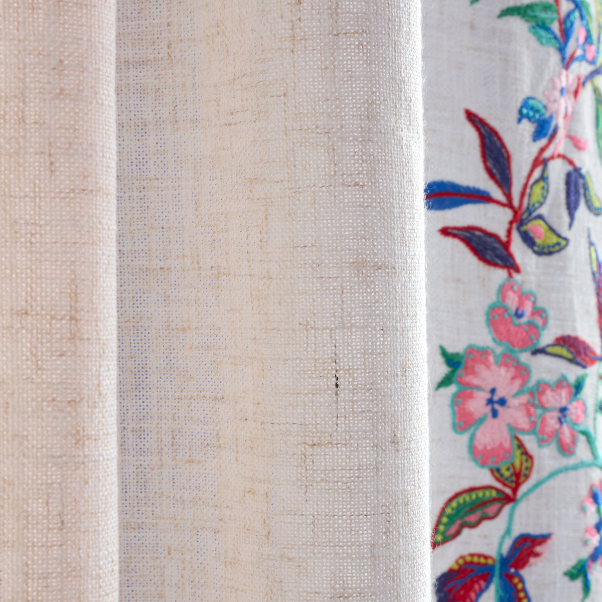 Sophie Robinson Flourish Floral Ready Made Single Voile Curtain Bright