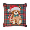 Catherine Lansfield Christmas Tartan Teddy Bear 45cm x 45cm Filled Cushion Green