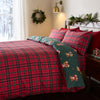 Catherine Lansfield Christmas Tartan Teddy Bear Duvet Cover Bedding Set Green