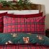 Catherine Lansfield Christmas Tartan Teddy Bear Duvet Cover Bedding Set Green