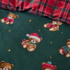 Catherine Lansfield Christmas Tartan Teddy Bear Duvet Cover Bedding Set Green