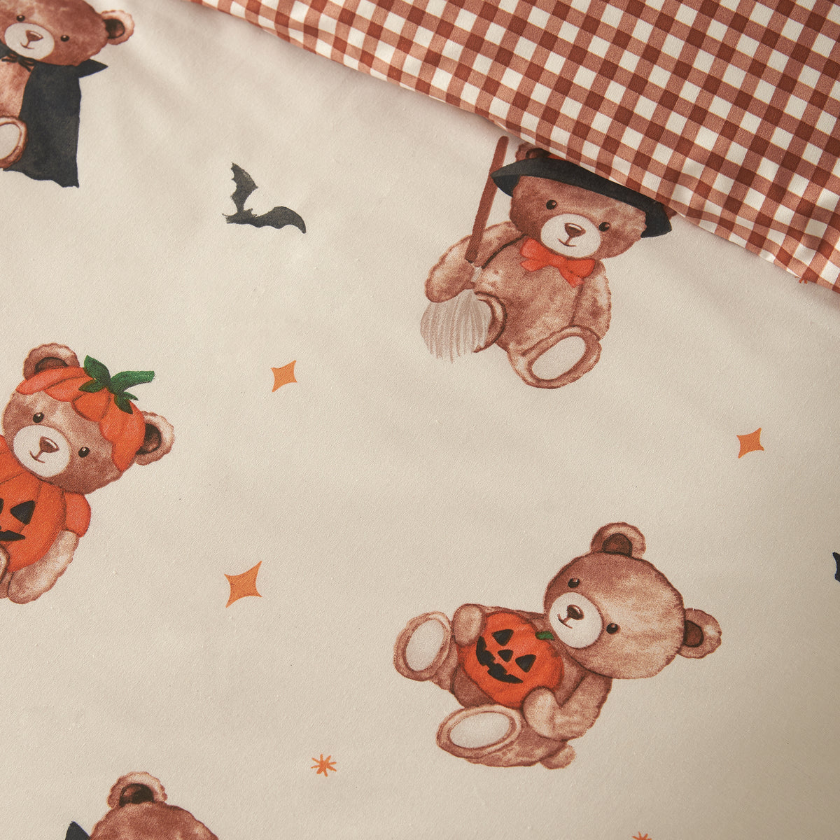 Catherine Lansfield Halloween Scare Bears Duvet Cover Bedding Set Cream