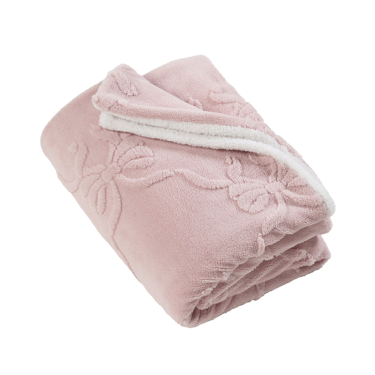 Catherine Lansfield Carved Bow Throw Pink