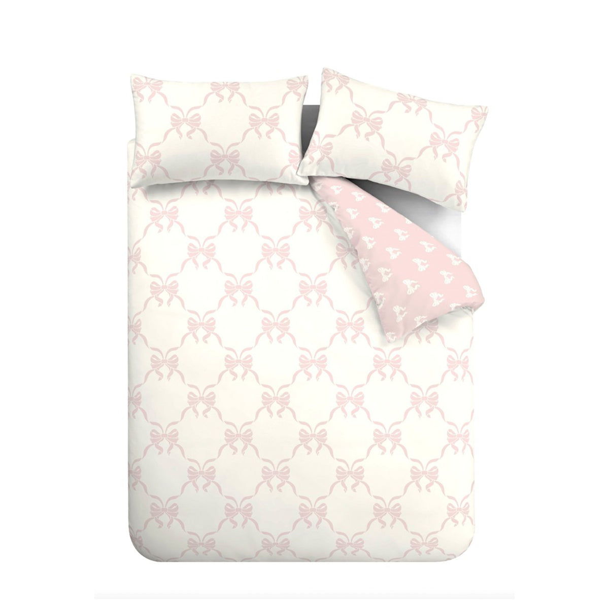 Catherine Lansfield Pretty Bows Duvet Cover Bedding Set Pink