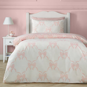 Catherine Lansfield Pretty Bows Duvet Cover Bedding Set Pink