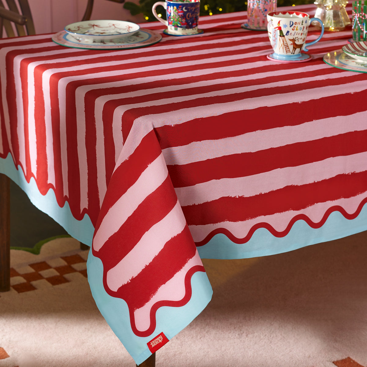 Eleanor Bowmer Stripe Table Cloth 137cm x 229cm Red
