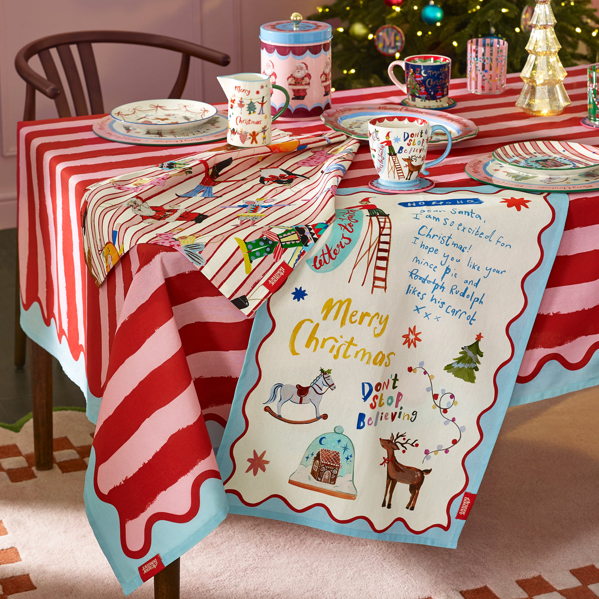 Eleanor Bowmer Stripe Table Cloth 137cm x 229cm Red