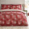 Catherine Lansfield Christmas Scandi Check Duvet Cover Bedding Set Red