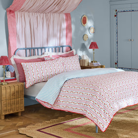 Cath Kidston Treasure Stripe Duvet Cover Bedding Set Red Navy