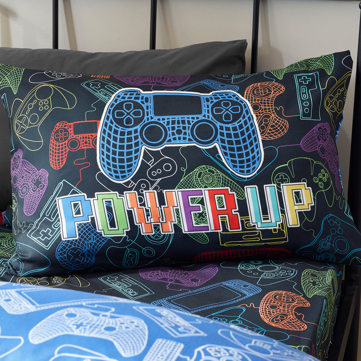 Catherine Lansfield Power Up Gamer Childrens Bedding Black