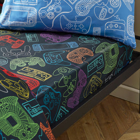 Catherine Lansfield Power Up Gamer Bed Linen Fitted Sheet Black
