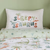 Catherine Lansfield Brushed Sleepy Saurus Dino Bed Linen Fitted Sheet Cream
