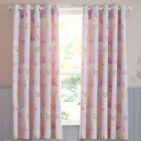 Catherine Lansfield Ombre Butterflies Ready Made Eyelet Curtains 66 x 72 Pink