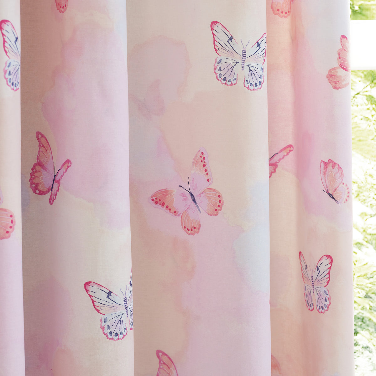 Catherine Lansfield Ombre Butterflies Ready Made Eyelet Curtains 66 x 72 Pink