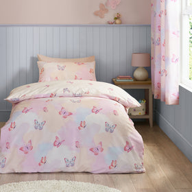 Catherine Lansfield Ombre Butterflies Childrens Bedding Pink