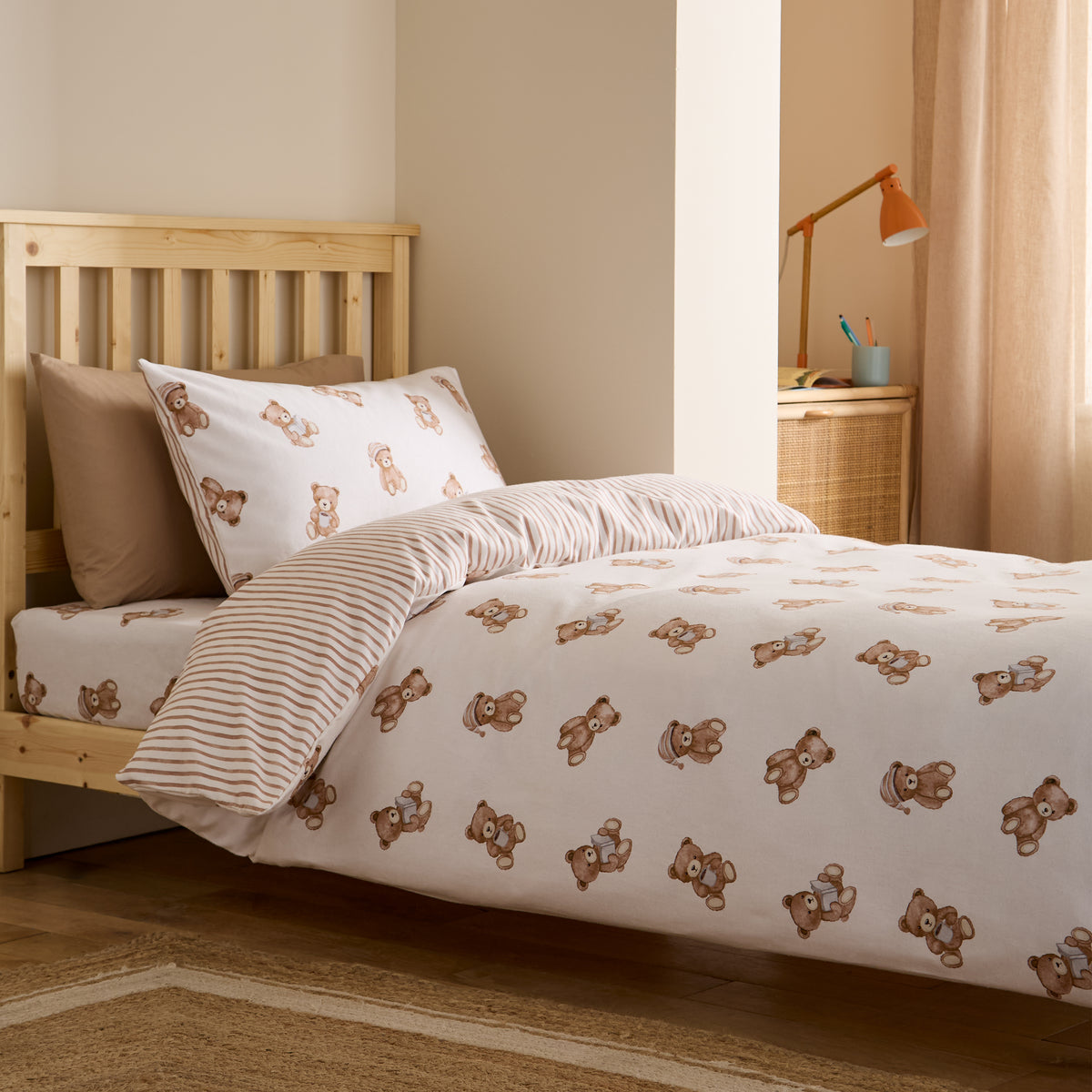 Catherine Lansfield Brushed Teddy Bear Childrens Bedding Cream