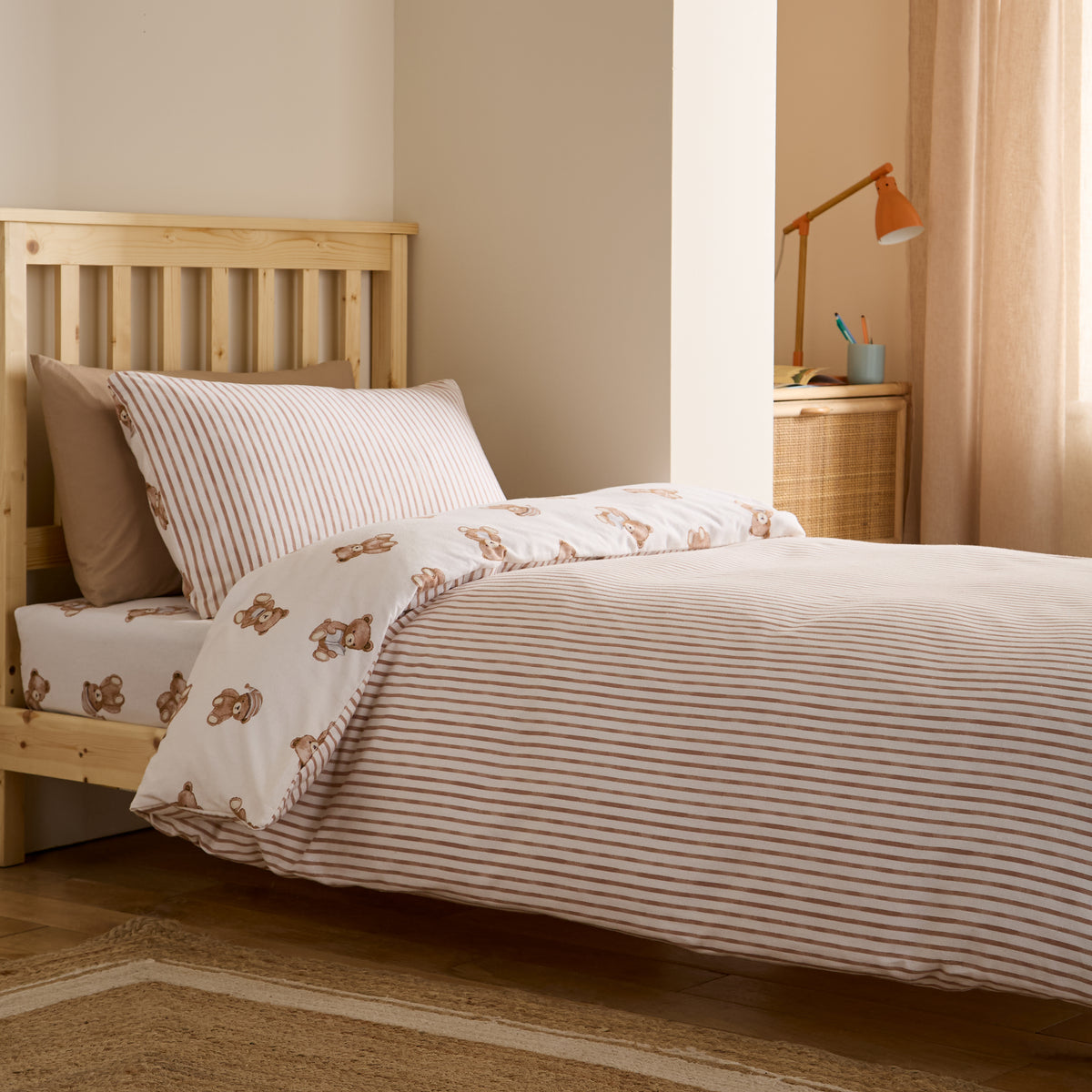 Catherine Lansfield Brushed Teddy Bear Childrens Bedding Cream