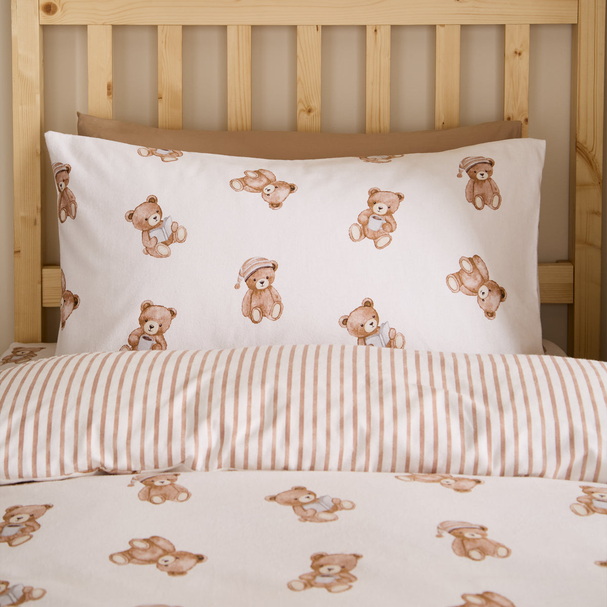 Catherine Lansfield Brushed Teddy Bear Childrens Bedding Cream