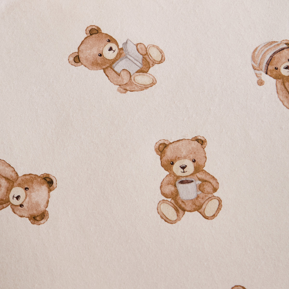 Catherine Lansfield Brushed Teddy Bear Bed Linen Fitted Sheet Cream