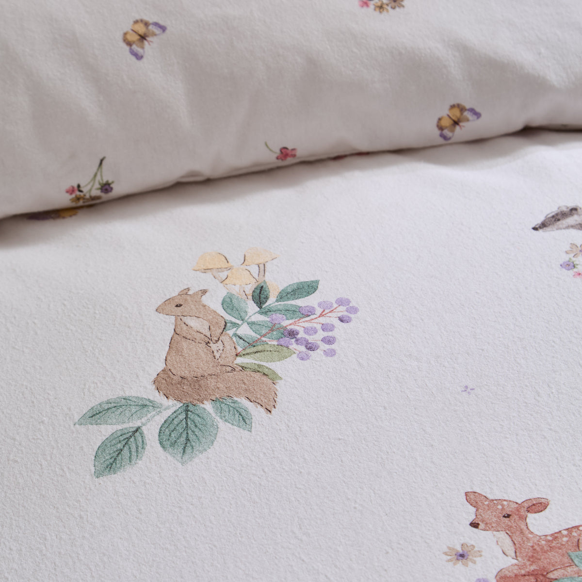 Catherine Lansfield Brushed Forest Friends Childrens Bedding Cream