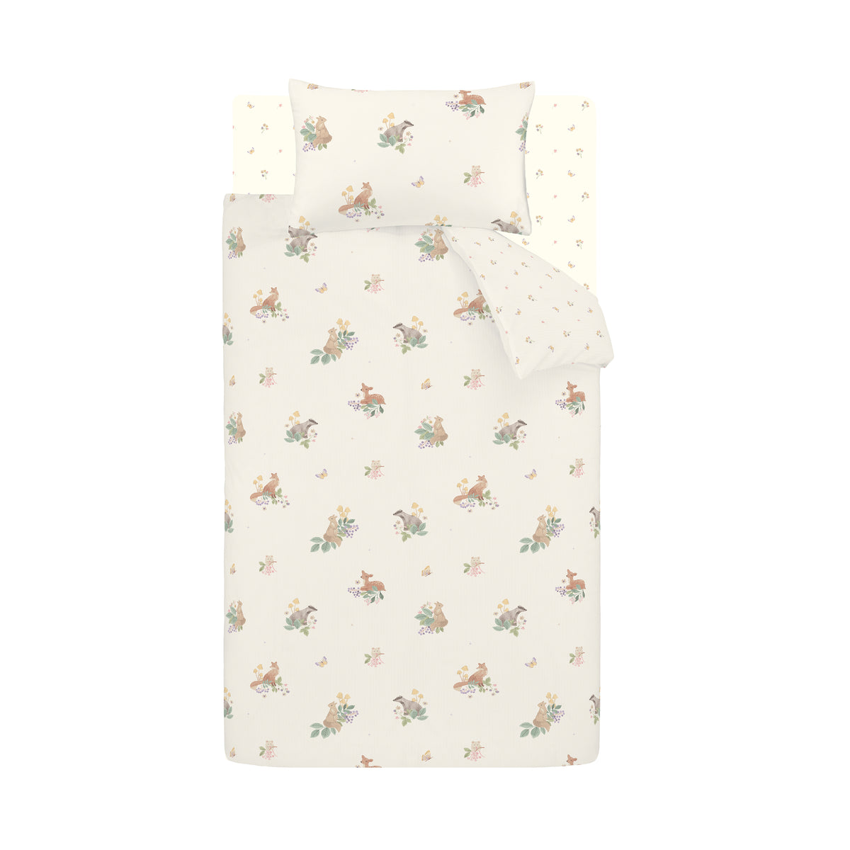 Catherine Lansfield Brushed Forest Friends Childrens Bedding Cream