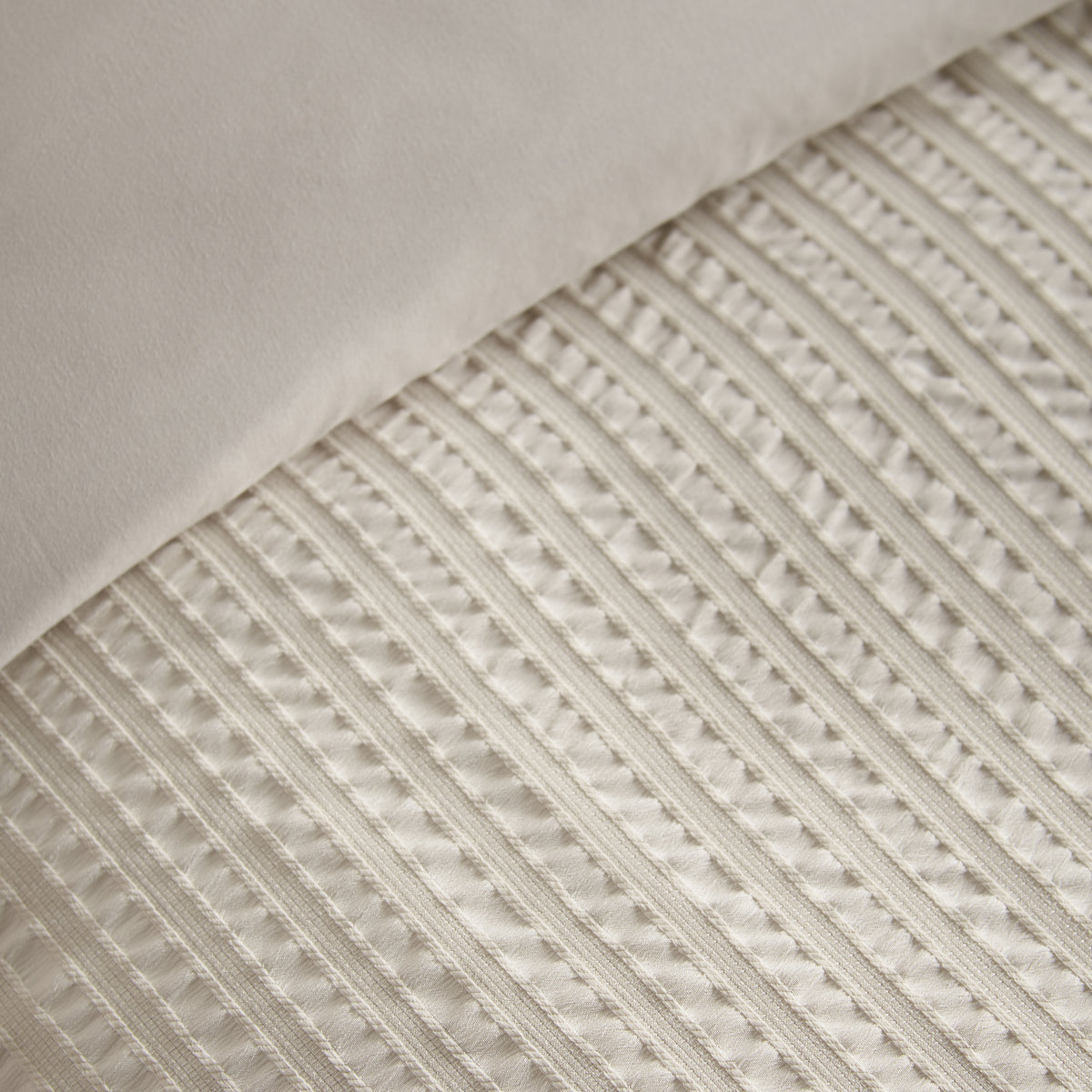 Catherine Lansfield Stripe Seersucker Duvet Cover Bedding Set Natural