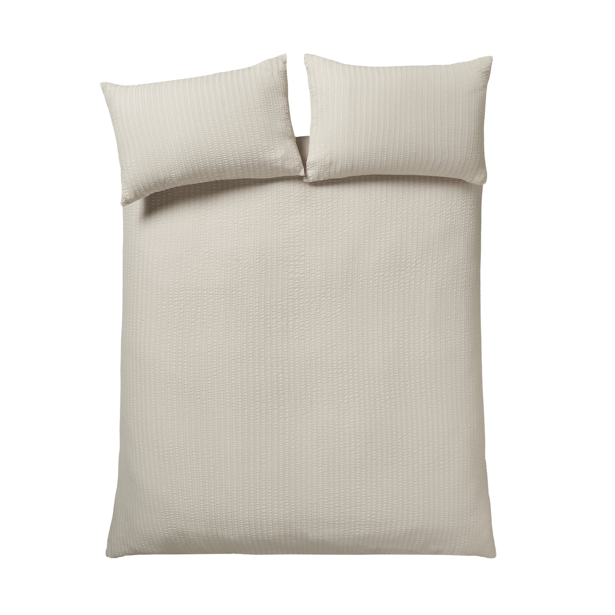 Catherine Lansfield Stripe Seersucker Duvet Cover Bedding Set Natural