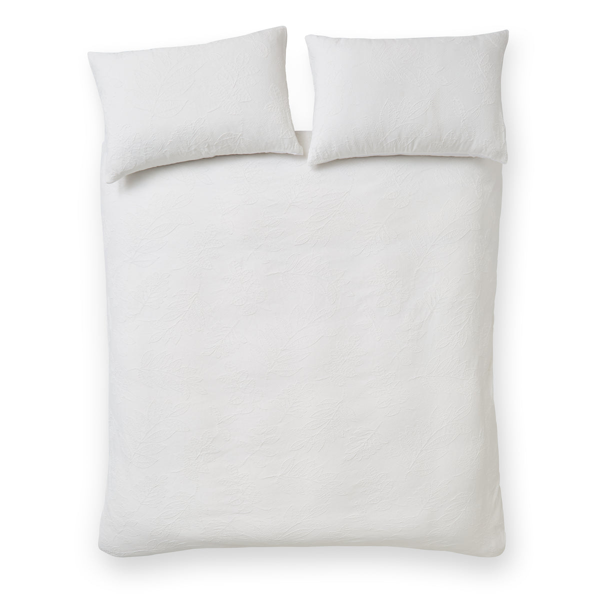 Catherine Lansfield Jacquard Leaves Duvet Cover Bedding Set White