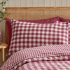 Catherine Lansfield Brushed Gingham Duvet Cover Bedding Set Burgundy
