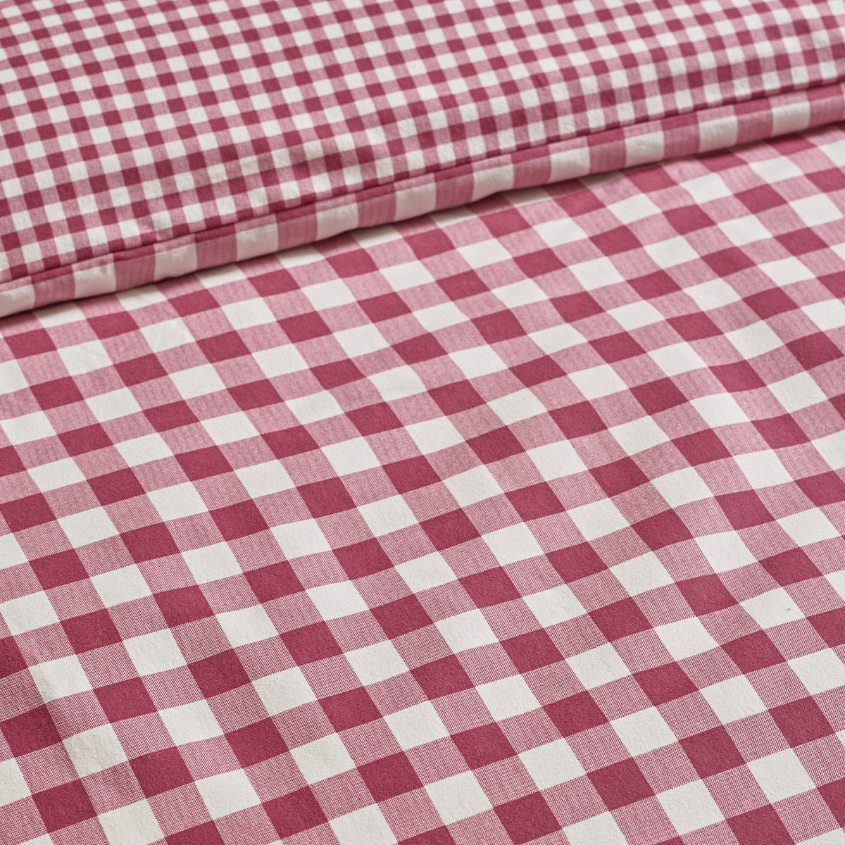 Catherine Lansfield Brushed Gingham Duvet Cover Bedding Set Burgundy