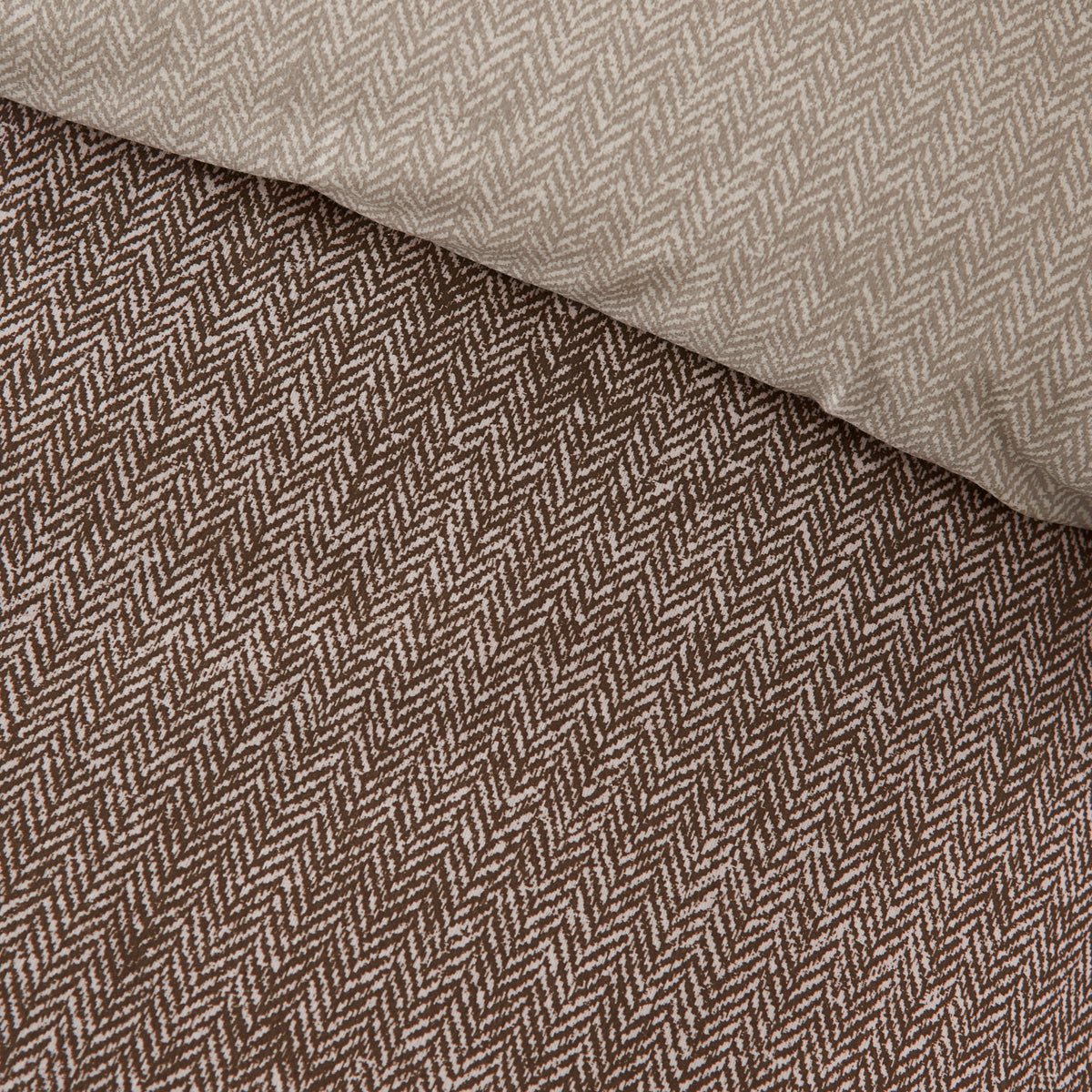 Catherine Lansfield Brushed Herringbone Duvet Cover Bedding Set Chocolate