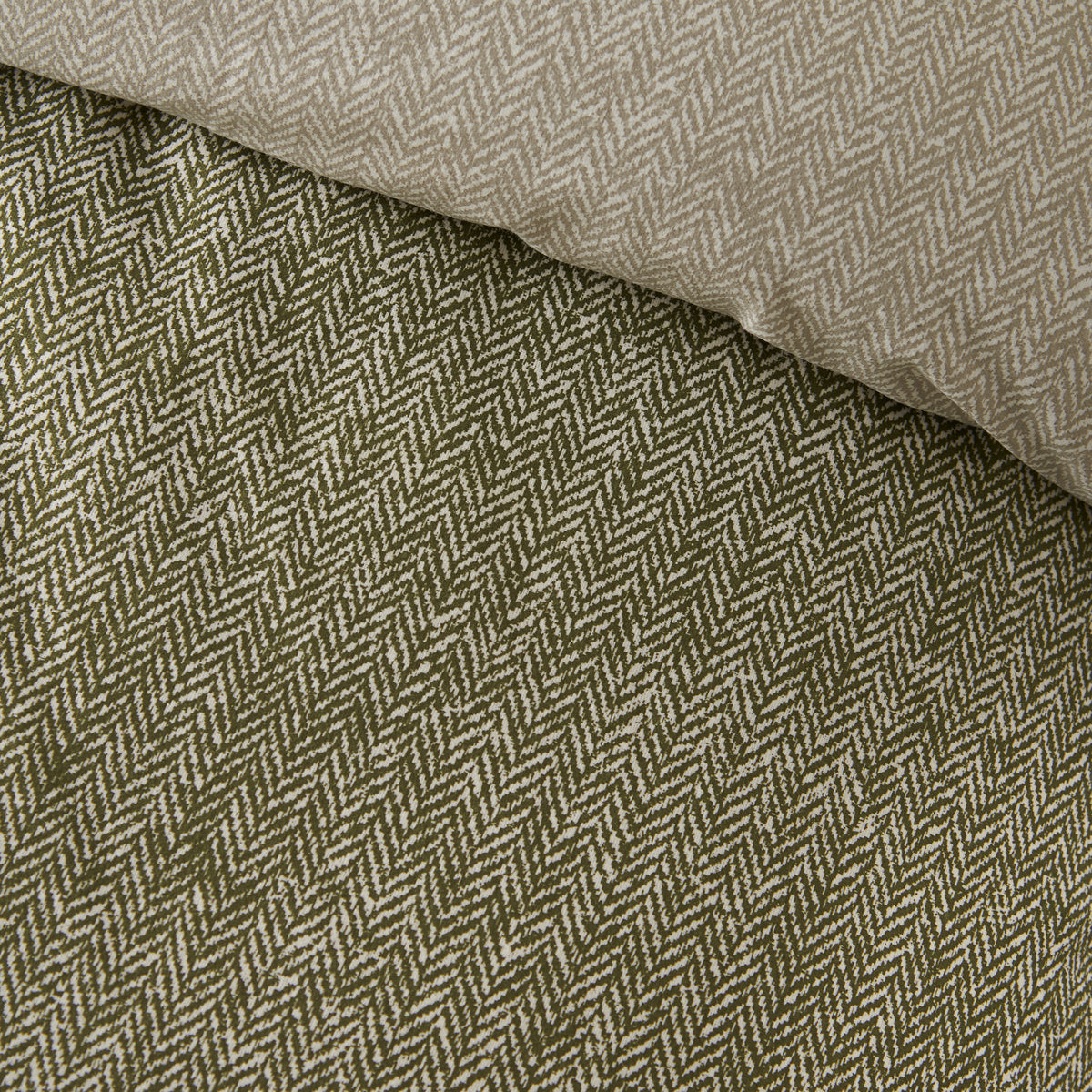 Catherine Lansfield Brushed Herringbone Duvet Cover Bedding Set Green