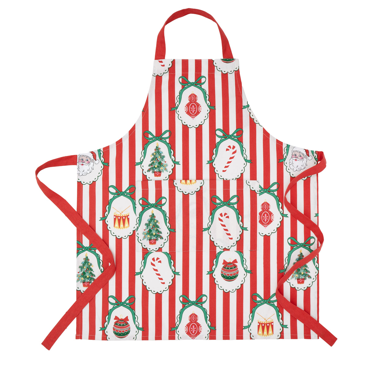 Catherine Lansfield Christmas Vintage Stripe Apron Red